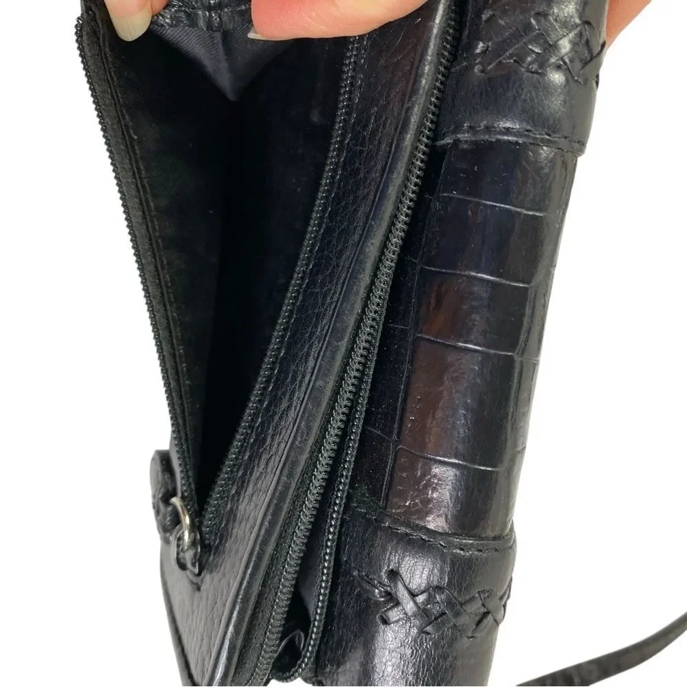 Brighton Cross body Wallet Black leather
